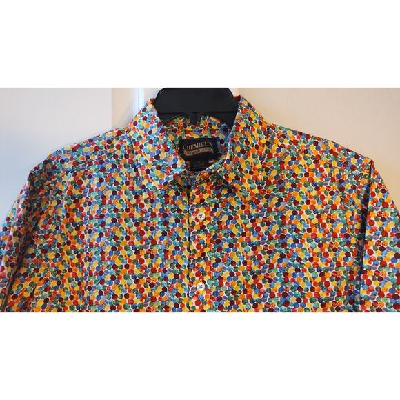 Cremieux Premium Denim Shirt XL Yellow Maroon Printed Stretch  Button-Up Sz L - Picture 2 of 11